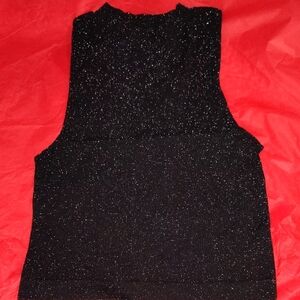 Black Sleeveless Glitter Top